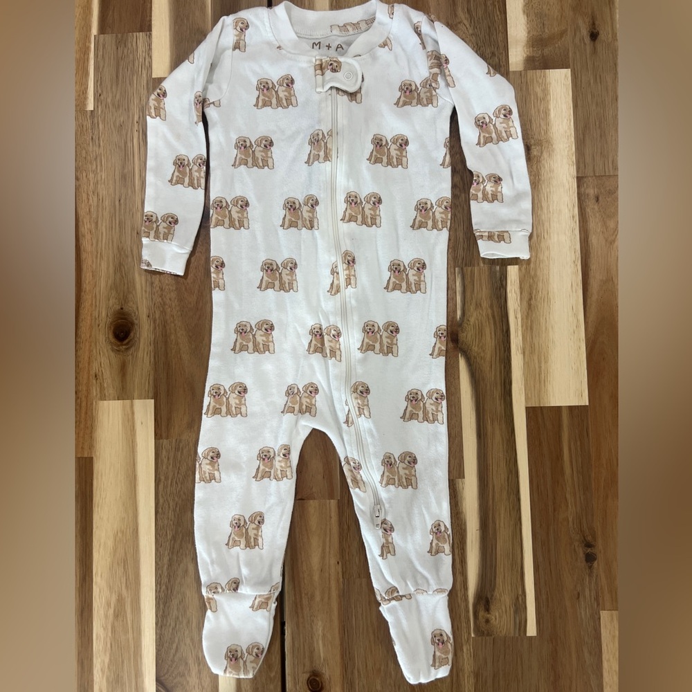 Monica + Andy Puppy Print Zip Footie Pajamas 9–12 Months Cotton Dog Print